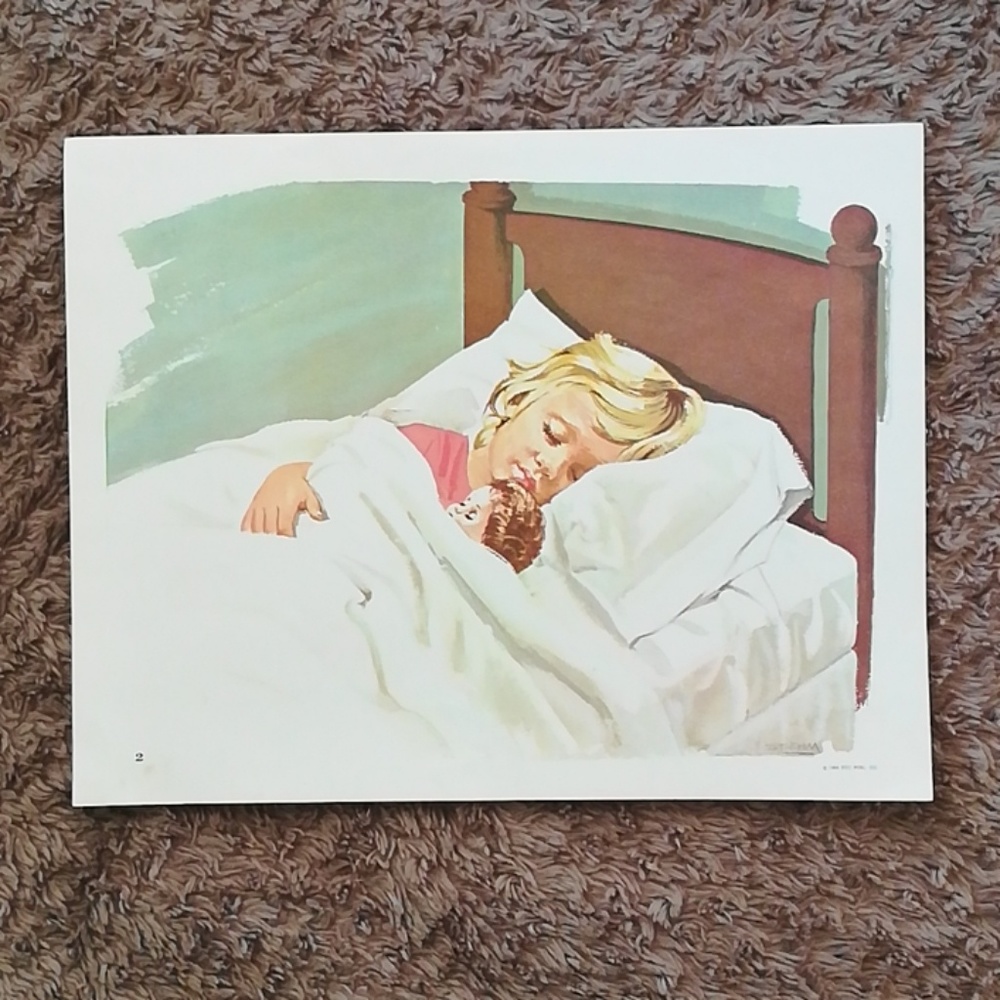 Vintage children's 60s wall art, print bedroom